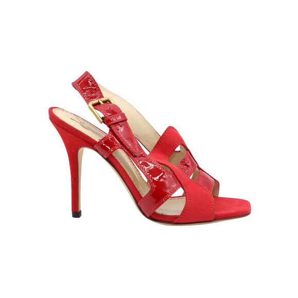 Saint Laurent Slingback Sandals in Red Leather - Picture 1 of 7